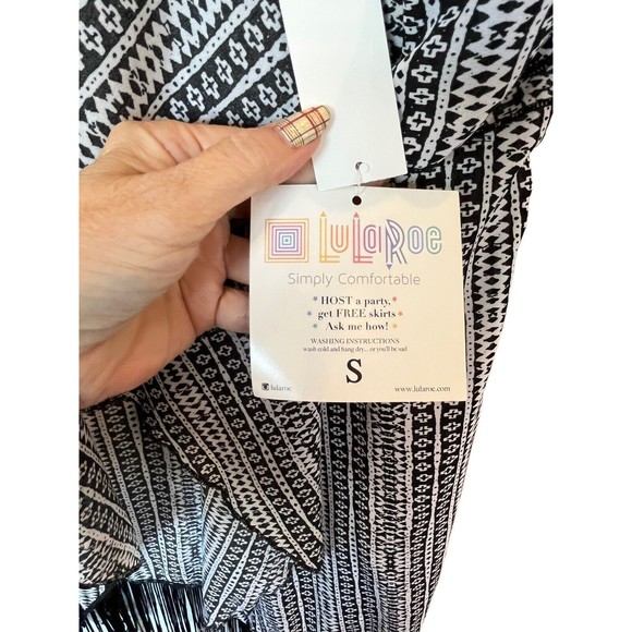 Lularoe Monroe Folded Lapel Duster Sleeves Long Vest Fringe Size Small NWT - Picture 8 of 9